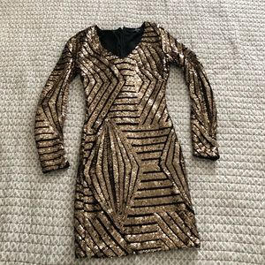 Black and Gold Sequence Dress
